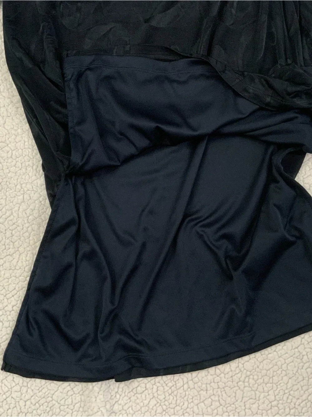 Chico’s Liquid Knit 3/4 Sleeve Tunic Top Black Size Small 4/6 Stretch Side Slit